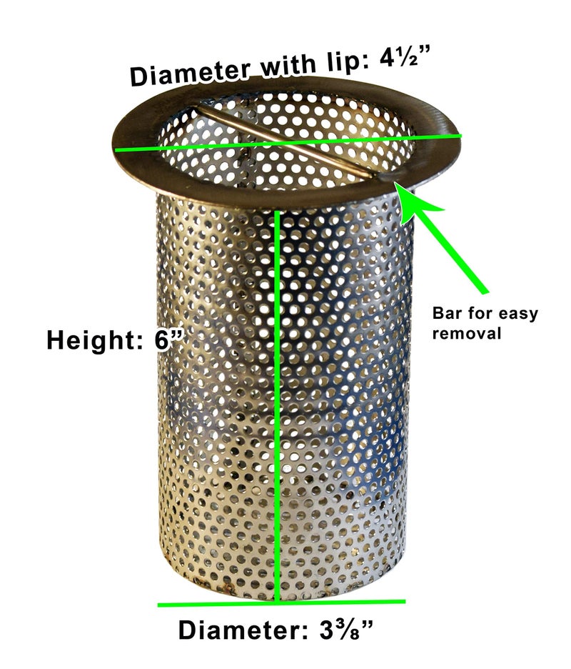Drain-Net 4" Commercial Floor Drain Strainer, 6" Tall, Perforated Stainless Steel - Image 2